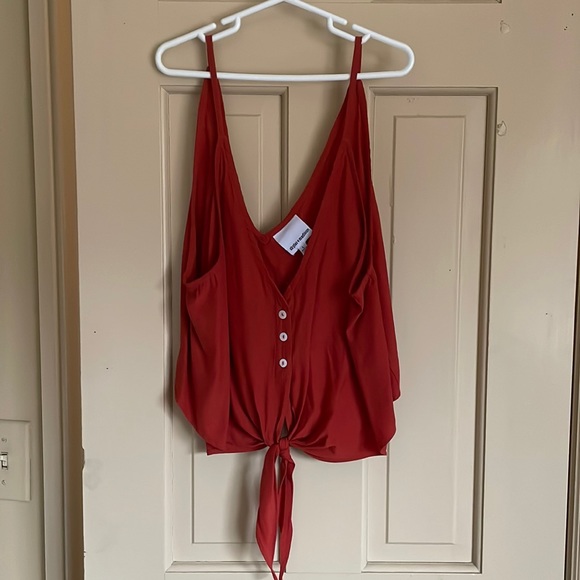 Rust Tie Front Crop Top - Picture 1 of 2